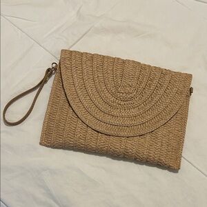 Elegant Tan Woven Clutch